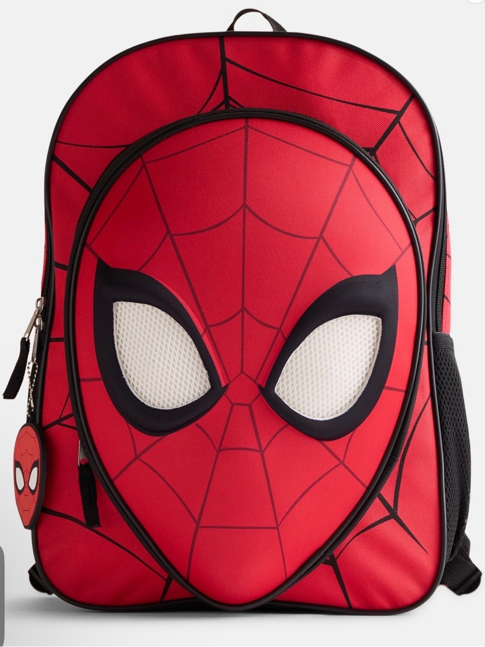 Spiderman Red and Black Kids Backpack with Mask Design